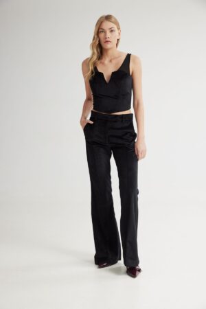 Scarlet Velvet Flare Pants Black - 4Tailors