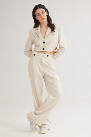 Blake Flare Pants Ecru - 4Tailors