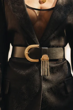 "Rain" leather belt Gold - Individual Art Leather