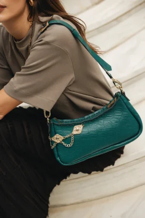 "Rushmere" shoulder bag, forest green - Individual Art Leather