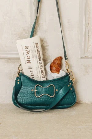 "Void" shoulder bag, forest green - Individual Art Leather