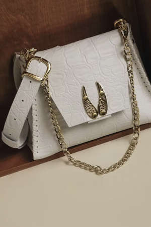 "Wings" shoulder bag, off white,*smaller size* - Individual Art