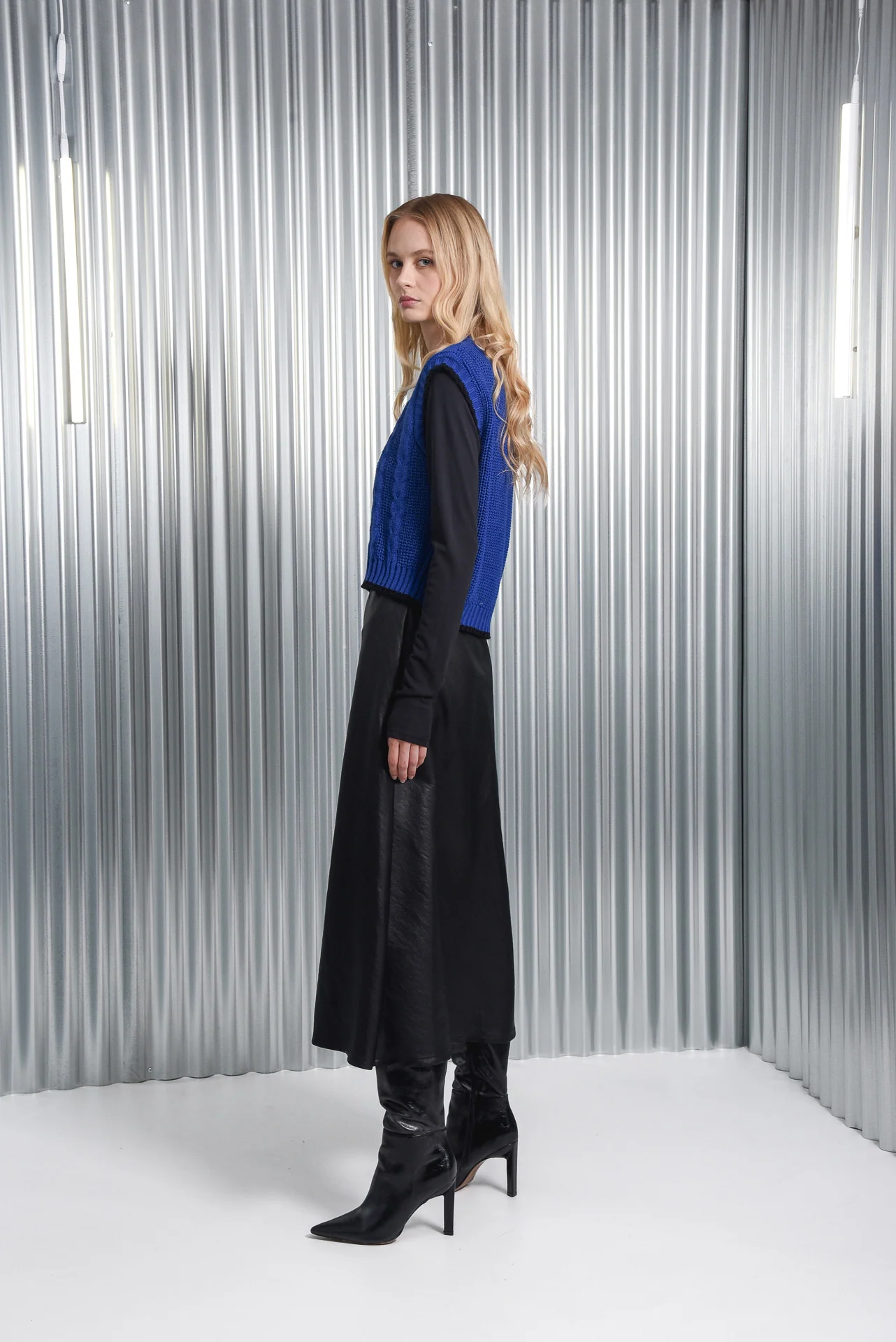 Ink Faux Leather Midi Skirt - ARPYES - Image 6