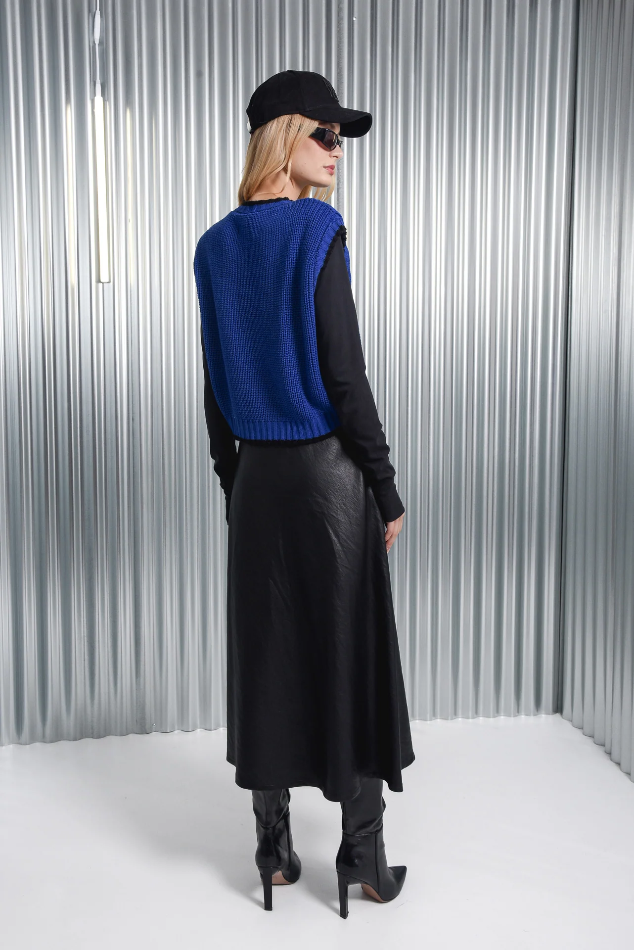 Ink Faux Leather Midi Skirt - ARPYES - Image 5