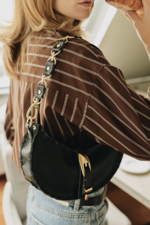 "More than this" shoulder bag, black